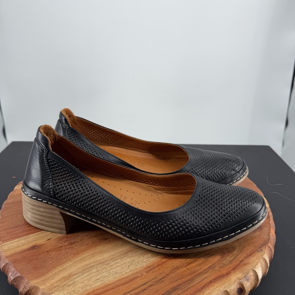 Spring Step Celaya US 42 10.5-11 Black Leather Pump Stacked Heel Comfort Shoes‎